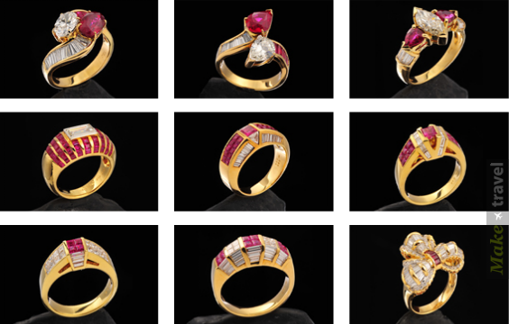 Золотые кольца с рубинами