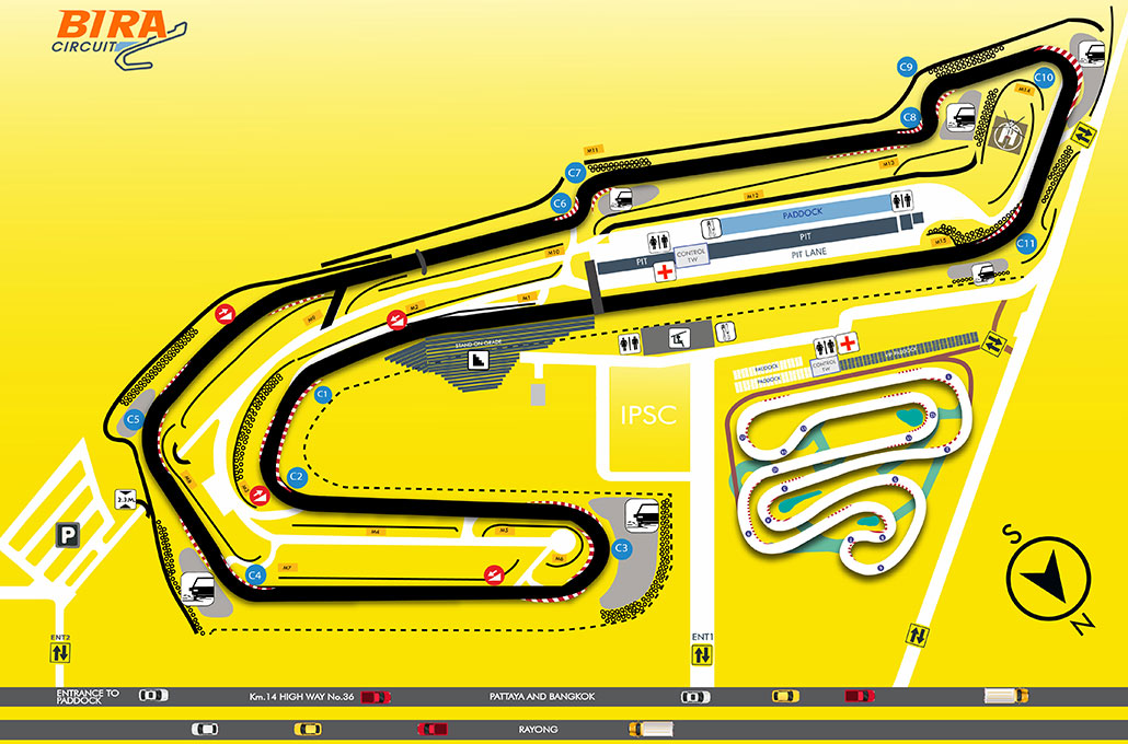 Карта гоночного трека The Bira Circuit в Паттайе